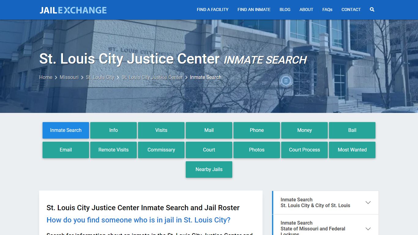 St. Louis City Justice Center Inmate Search - Jail Exchange